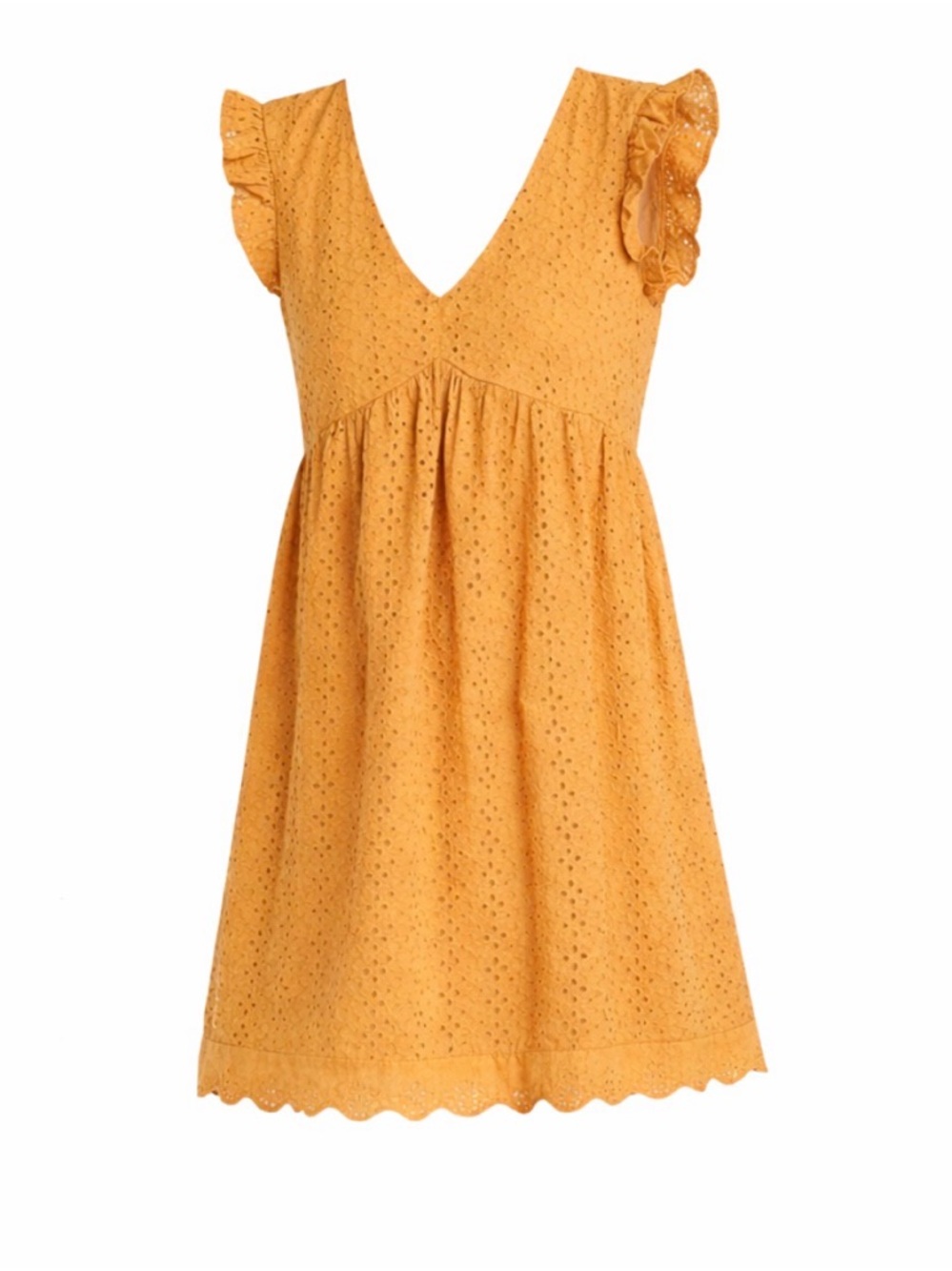 Knox Rose Mustard Eyelet Flutter-Sleeve Dress -Size Large